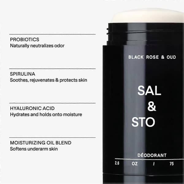 Høykvalitets Salt Stone Unisex Black Oud ExtraStrength Aluminiumfri Deodorant A+B