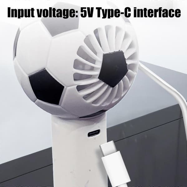 Bærbar Fodboldformet Håndventilator Med Genopladeligt Batteri Og Duftfunktion 5 Hastigheder Justerbart Design Sort Black