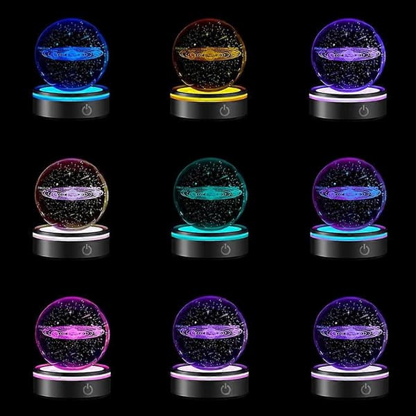 LED Lysbase med Sensitiv Touch Rund Farverig Stand Display til 3D Krystalglas Kunst Sølv Co Silver