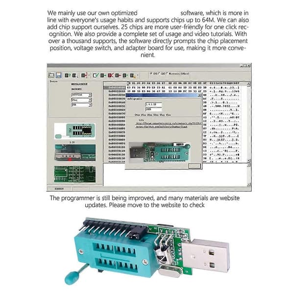 CH341A Programmer V1.7 1.8V Niveauskift W25Q64FW W25Q128FW Gd25LQ64 Programmeringsmodul m/adapterkort
