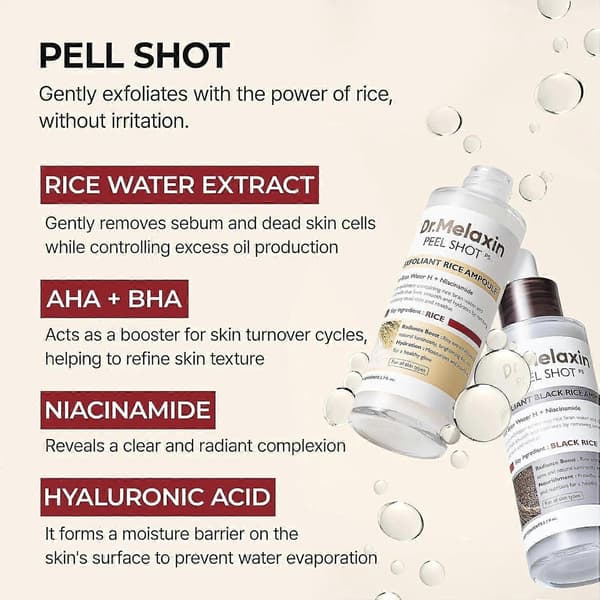 Højkvalitets 2 STK Peel Shot Glow Ris Ampul, Hvid ris ampul + Sort ris ampul Blød Eksfolierende Ansigts- og Kropsscrub Døde Hudceller 1pc rice