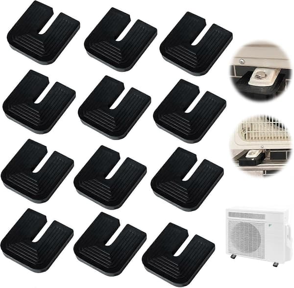 12 Stykker Gummi Vibrationsdæmpere til Aircondition, U-formet Stødpude til Aircondition Anti-Vibrationsfødder Støtte til Udendørs Split Aircondition