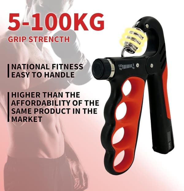 Håndtræner 1/2-pakke - Justerbar 5-100 kg Grebstræner, Grebstræner med tæller Rød Red 1pc