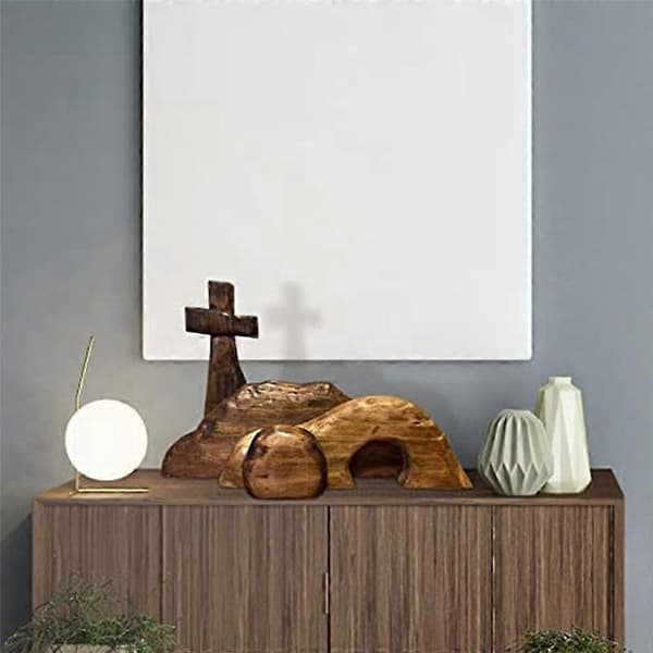 The Empty Tomb Easter Scene and, Wooden Easter Grave Scene Decoration, Wooden Easter Rebirth Decor