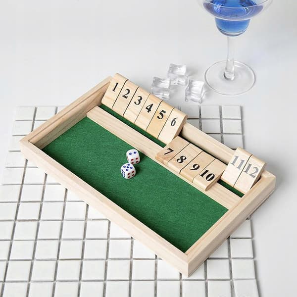Shut The Box Træbræt Terningespil Med 12 Tal Bordplade Traditionel_Specialtilbud