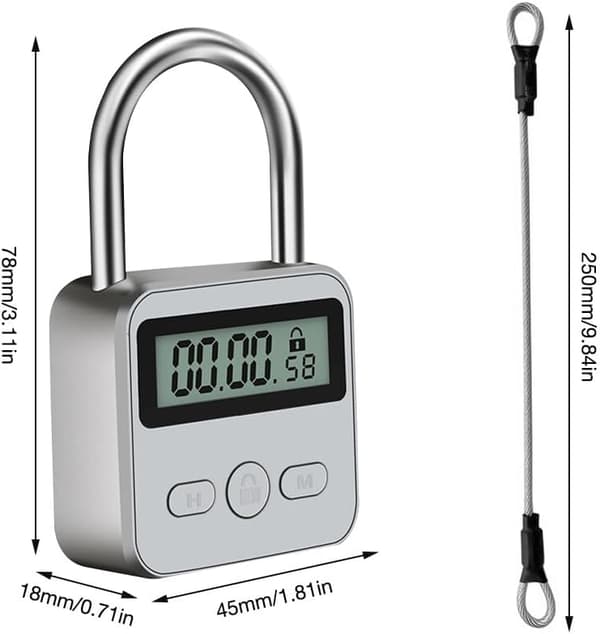 2025 Latest Model Digital Time Lock, Time Lock with Rope and LCD Display, USB Rechargeable Intelligent Time Lock, Time Lock Padlock for Co