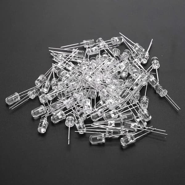 100 stk 5mm Varm Hvid LED-dioder DC 3V 20mA Pære Elektronikkomponenter Lysdiode
