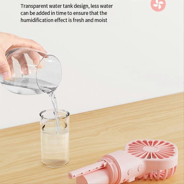 Bærbar håndholdt vifte med vanntåke, rosa Pink