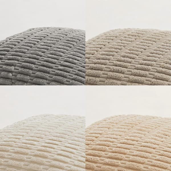 Set med 4 neutrala dekorativa kuddfodral 45 x 45 cm för vardagsrumssoffa säng rustik boho heminredning mjuka randiga kuddfodral
