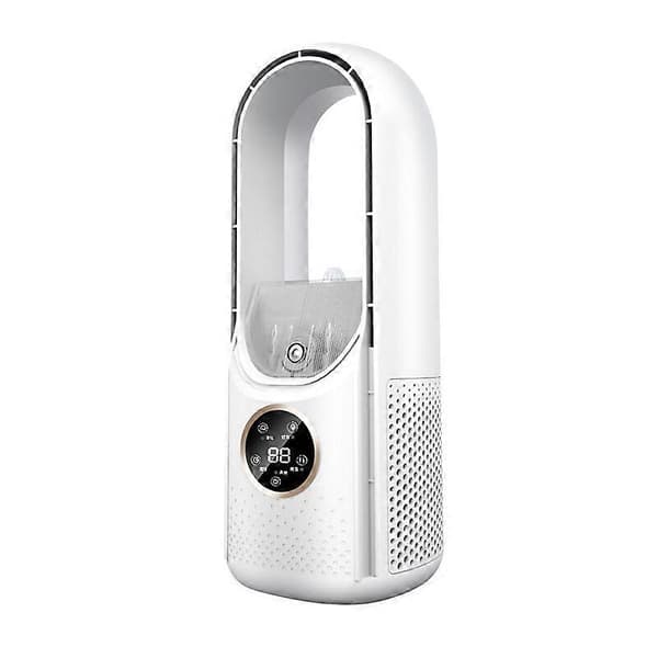 Bord Bladløs Befugtning Elektrisk Ventilator Seks Gear Justerbar med LED Lys Timerfunktion White
