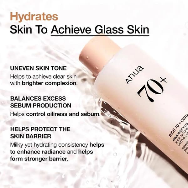 Rice 70 Glow Milky Toner - 250ml - Britisk sælger 2025
