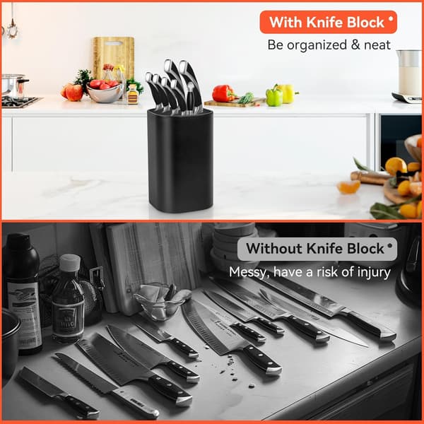 1 Piece Knife Holder without Knives, Empty Kitchen Knife Block, Universal Black Knife Holder, Kitchen Knife Rack, Kitchen Knife Storage