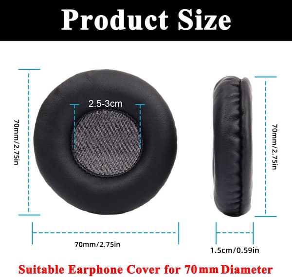 Öronkuddar 1 par 70mm Universal Ersättningshörlurskuddar