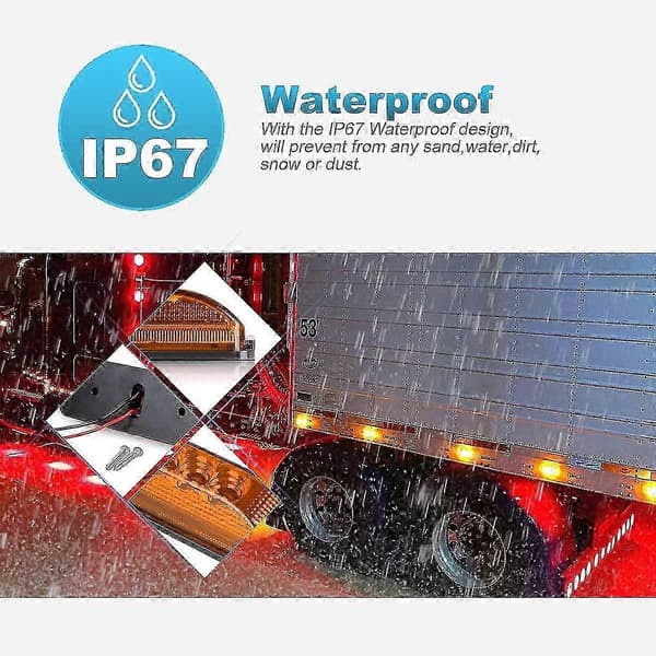 3,9 tommer 3 LED lastbil trailer lys Forreste bageste LED sidemarkeringslys Afstandsindikator monteringsreflektorer (2 gule+2 røde)