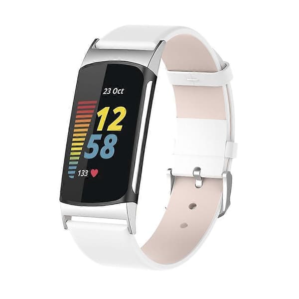 Urrem Læderrem Armbåndsrem til Fitbit-Charge 5 til Smart Armbånd Overraskelsesgave Red