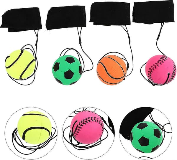 Bollleksak Handledsreturboll Handledsband Boll Fluorescerande Elastisk Boll Med Handledsrem Och Snöre Studsbollar Handleds Armband Leksaker För Handledsövning S 4pcs