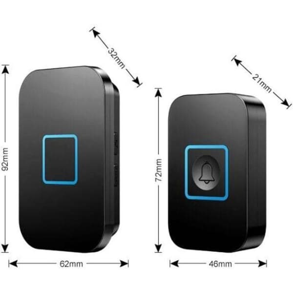 Waterproof Wireless Doorbell - LUSKYKA® - 400m Range - 3 Plug-in Receivers - 60 Melodies