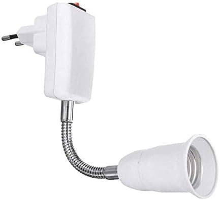E27 Socket with Wireless Switch, White Base for E27 Bulb, Flexible with Arm, Quick Socket for Reading Lamp - Without Bulb