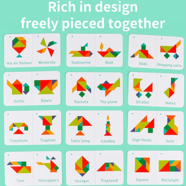 Fun Tangram Puzzle for Teaching, Early Learning Materials for Children, Educational 3D Geometric Shape Puzzle for DIY