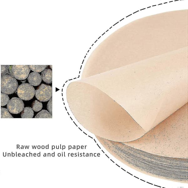 100 stk. runde bakepapir – 8 tommer non-stick fettsikkert bakepapir for grilling og matlaging