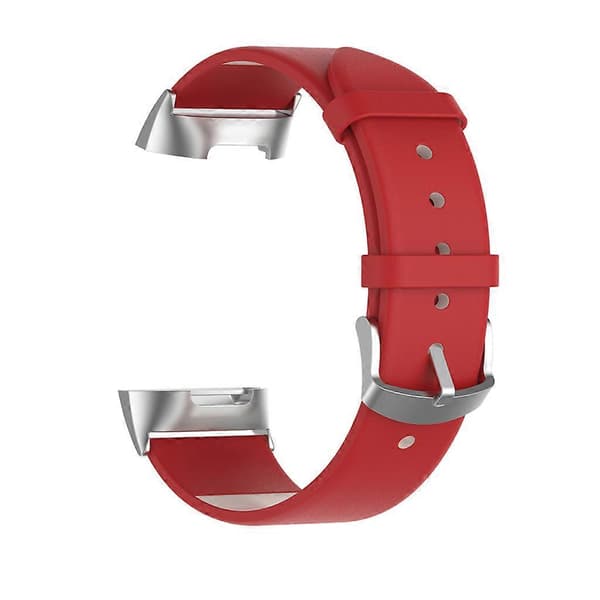 Urrem Læderrem Armbåndsrem til Fitbit-Charge 5 til Smart Armbånd Overraskelsesgave Red