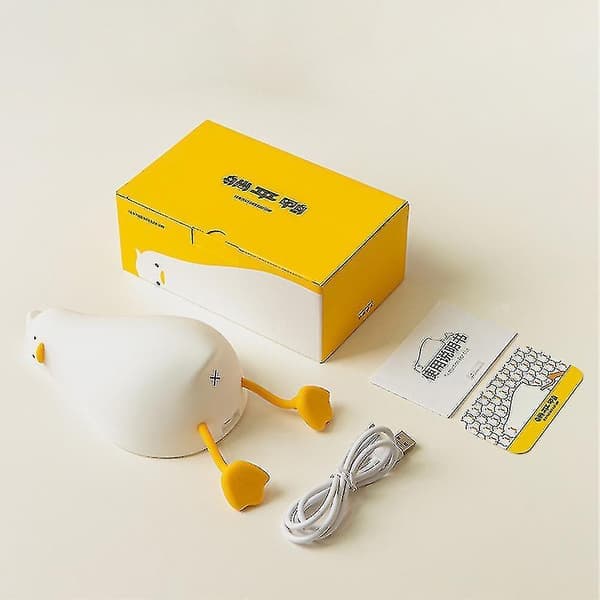 Lying Duck Night Light LED Squishy Silicone Duck Lamp Dimmable Rechargeable Bedside Lamp
