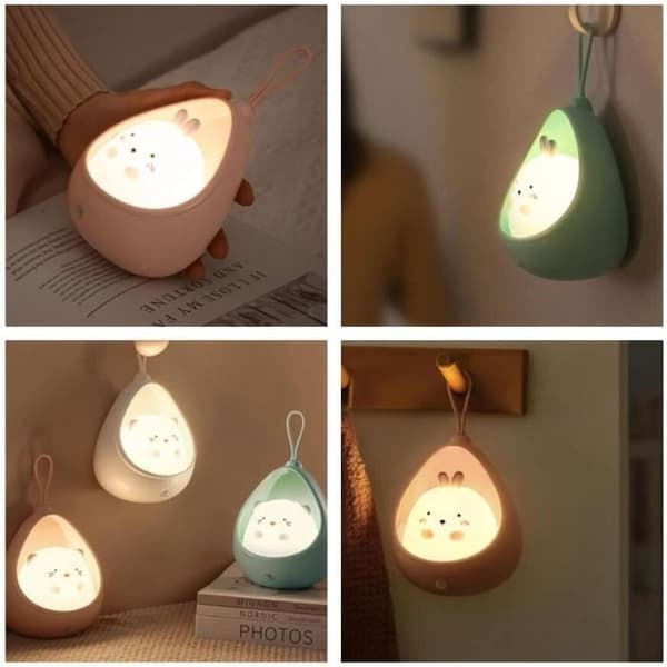 Baby Night Light, Rabbit Shaped Night Light, Kids Night Light with Induction Sensor, Hallway Night Light with Hanging Rope, Pink