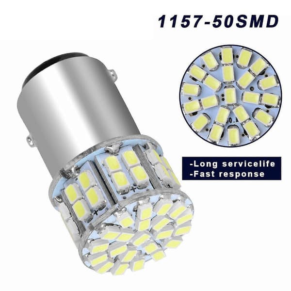 4 stk. 6000k Hvit 1157 50smd Bakbrems LED Lyspære Bay15d 12v Silver