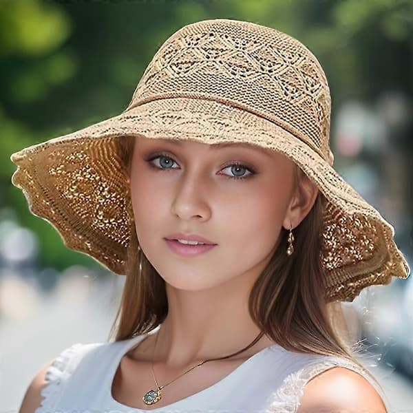 Høj kvalitet Vaskbar Åndbar Foldbar Hat, Dame Mode Hul Solhat Stor Skygge Strandhat grey
