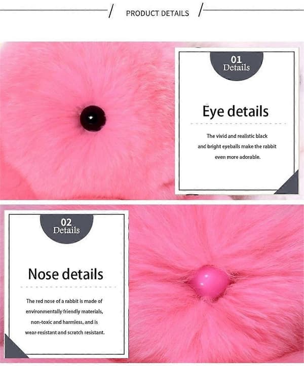 Cute Plush Bunny Plush Toy Keychain Bag Charm Red bean paste color