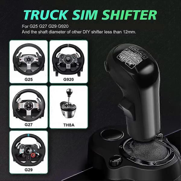 PC USB Shifter Knob til G29 G27 G25 TH8A High Low Gear Simulator Gearskifteknop til ATS ETS2 Svart