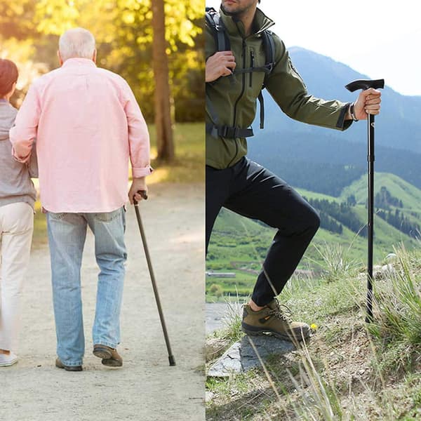 Portable Hiking Pole Adjustable 33-37 inch Black Foldable Walking Stick Aluminum Trekking Pole Suitable for Hiking Elderly