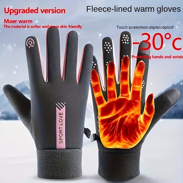 Varme vinterhandsker til damer - Skridsikre touchscreen-handsker med fulde fingre, højkvalitets vinterhandsker Grå Grey One-size