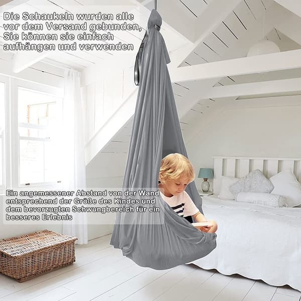 Inomhusgunga sensorisk gunga för barn Perfekt för yoga (grå) 1*2,8 m-WELLNGS
