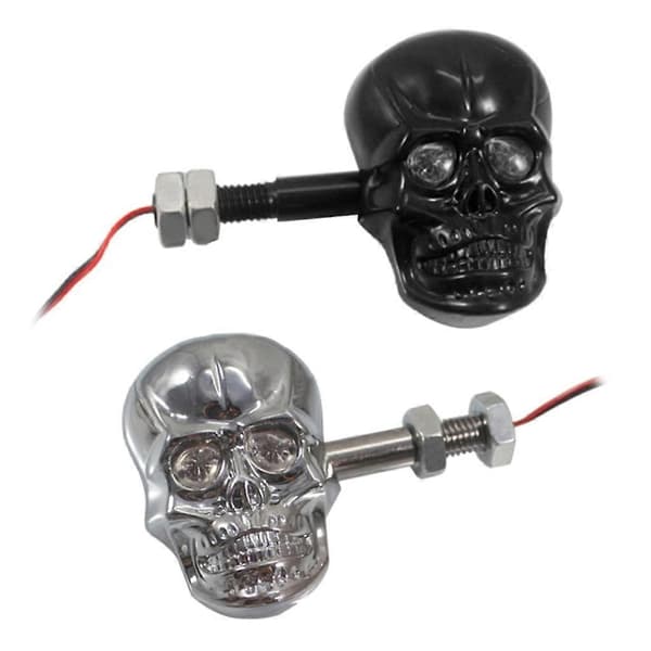Universelle LED-blinklys med kranium-design til motorcykel Silver