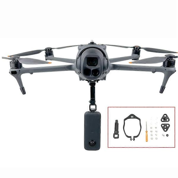 2-i-1 förlängningsfäste för DJI Mavic 4 Pro – Hållare för Insta360 X5/GoPro actionkamera, monteringstillbehör