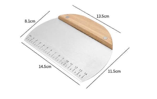 Deigskrape og deigkutter - Deigskrape - Deigkutter - Grønnsakskutter - Rustfritt stål - trehåndtak - 15cm - for kake, røre