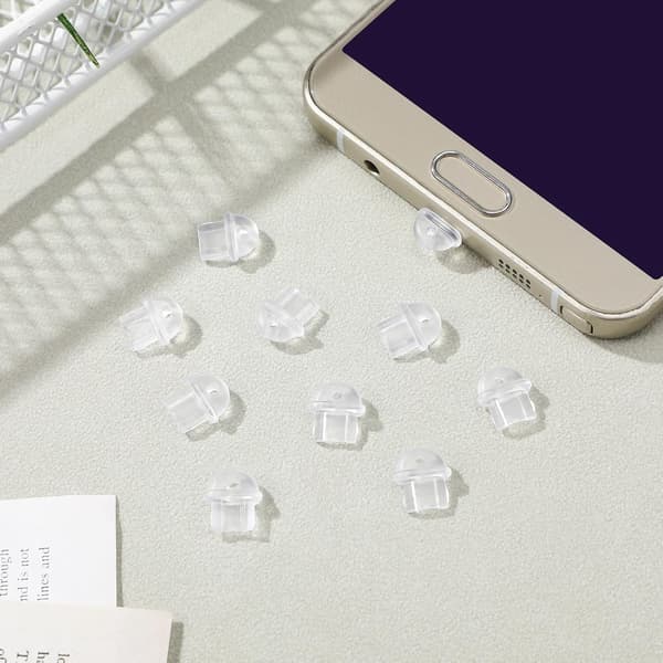 10 stk Ladeportdeksler Mobile Støvplugger Ladeporttilbehør PVC Ladeportdeksler for Micro USB