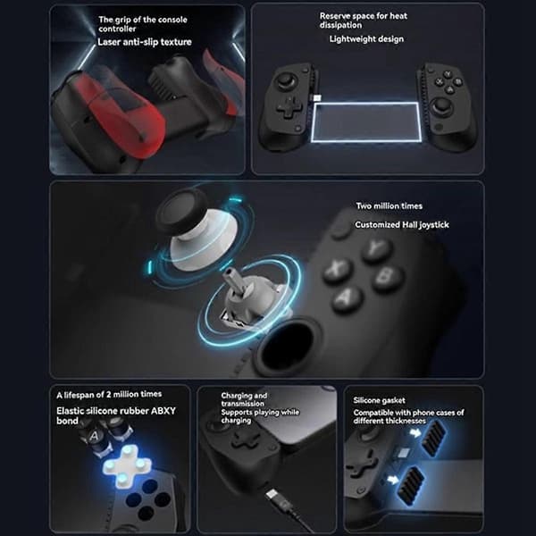 Game X5 Lite Mobil Spelkontroll för & Android Hall Effect Joystick Bärbar Gamepad Rosa Rosa