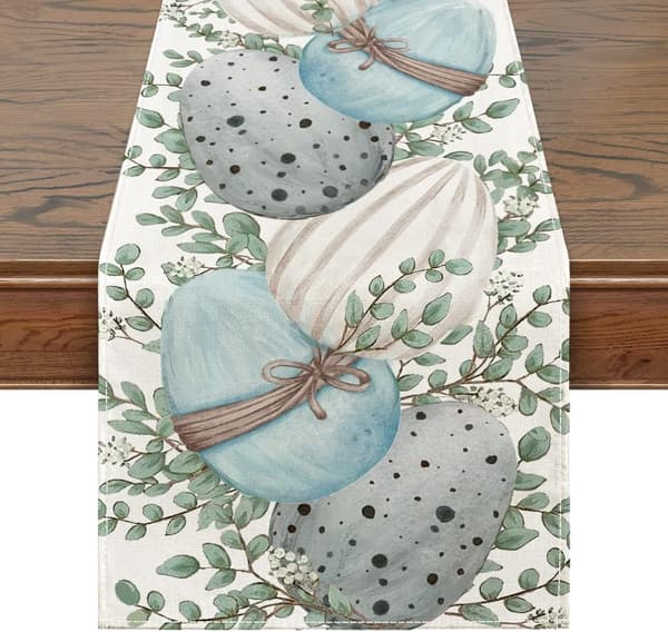 Easter Tablecloths, Easter Egg Decorations, Seasonal Spring Holiday Decorations, Indoor and Outdoor Dining Table Decorations (33 cm x 183 cm)