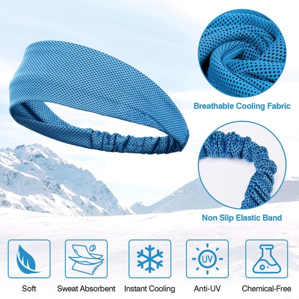 4 pcs Sweatband Headbands, Cooling Sweat-Wicking Headbands