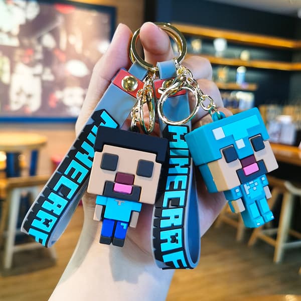 Klassisk Minecraft Figurmodel Legetøj Nøglering Min Verden Stev C