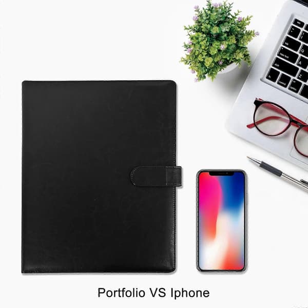 A4 Magnetic Conference Folder Clipboard with Storage Portfolio Padfolio PU Leather Interview Document Organizer
