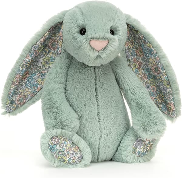 Jellycat Green Floral Bunny Flat Toy, medium size, 36cm