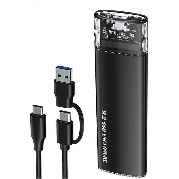 M.2 2280 2260 2242 SSD NVME PCIe NGFF SATA Dual Protocol USB Type C PCI-E M2 SSD ulkoinen kotelo kiintolevykotelo Svart