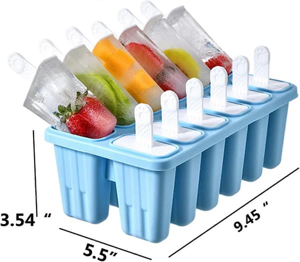 Isglassformar 12-pack silikon Isglassform Lätt att ta ur (12 hålrum, ljusblå)