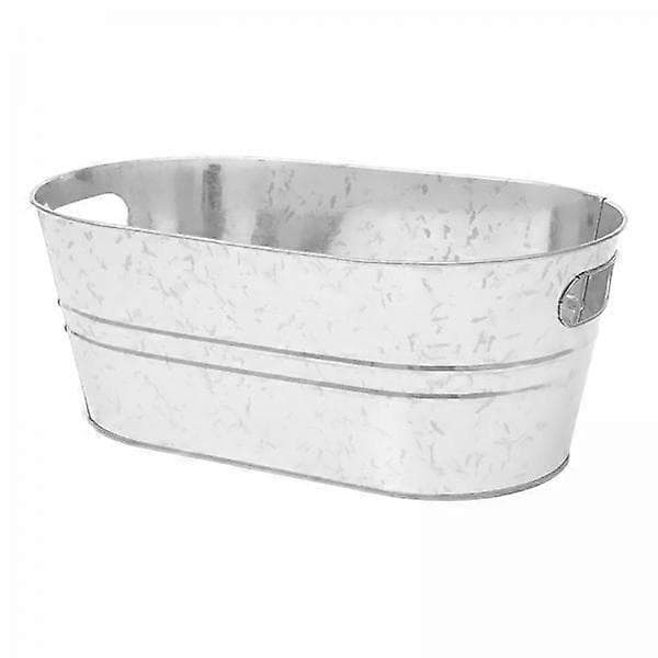 2x Lång Galvaniserad Oval Balja, Galvaniserad Stål Metall Oval Balja, Klassisk Metall Dryck