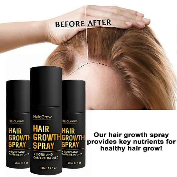 3st 50ml HaloGrow Hårväxtspray Minskar Håravfall Biotin Hårförtjockande Skonsam Återväxtmist för Kvinnor & Män 2pcs