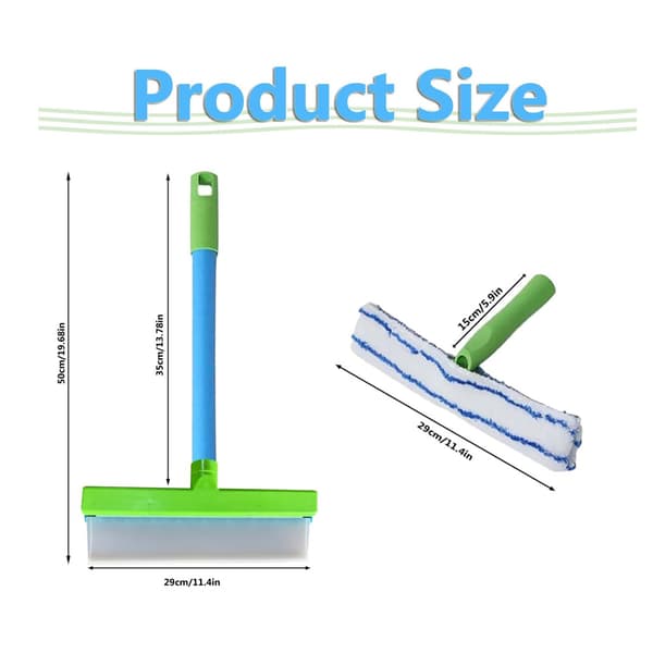 Recyclable Silicone Window Squeegee - Window Cleaner, Ergonomic Handle and Streak-Free Blade for Windows, Mirrors, Shower Doors, Glass