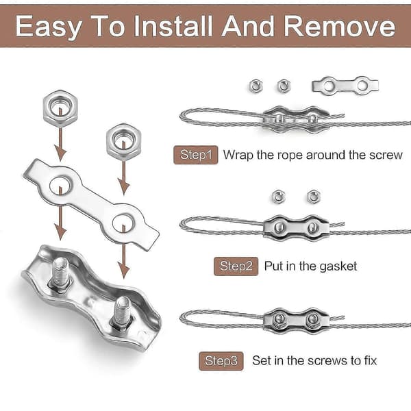 15 stk. M3 Wire Reb Kabelsamling 2-post Kabelsamlinger Clips Holdbare Duplex Wire Reb Clips Samlinger Kraftig Rustfrit Stål Duplex Bolt Kabelsamling Til